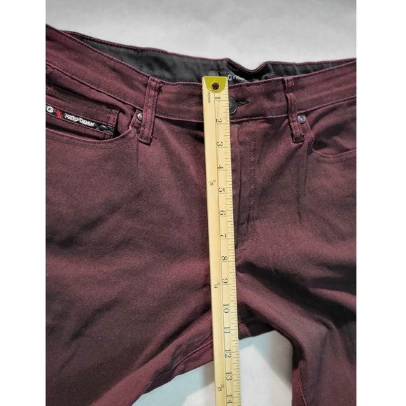Y2K Fried Demin Streetwear Stretch Slim Colored Denim Jeans Burgundy Size 36 - Picture 6 of 10